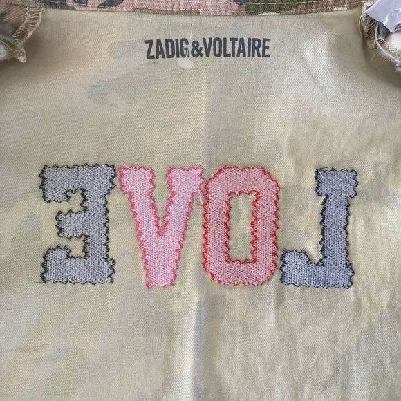 Zadig & Voltaire Charlotte Camo Jacket LOVE Spellout - Picture 14 of 14